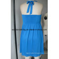 Dress with Gathering on Bust and Trim Along Neckline Fashion Sexy Women Dress